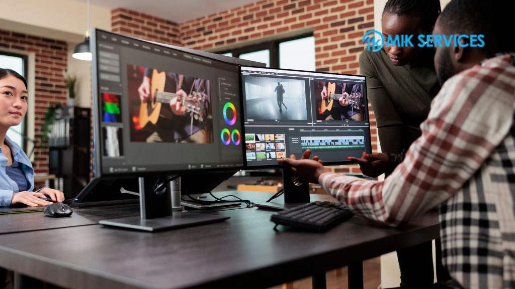 Corporate and social media video editing with Adobe Premiere, highlighting professional cuts, cinematic transitions, color grading, motion graphics, and optimized storytelling for engaging, polished, and high-impact video content.